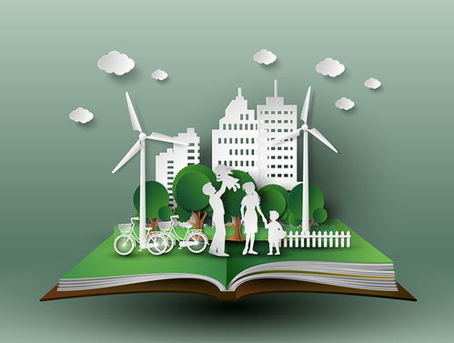 生態環保城市創意剪紙風格插畫矢量